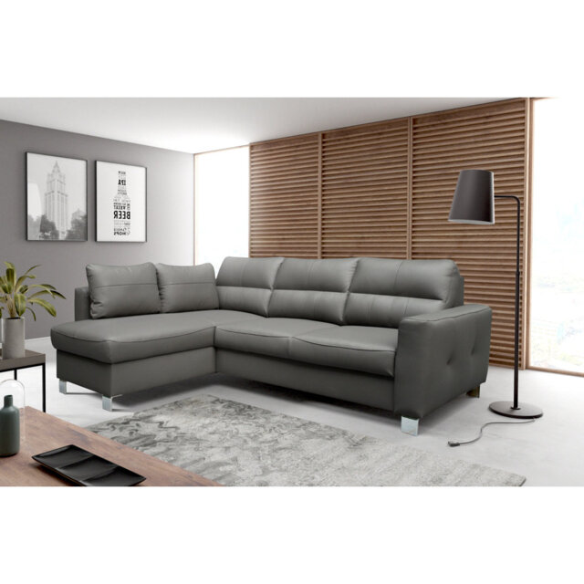 Birdell Leather Corner Sofa with Sleeping Function and Box