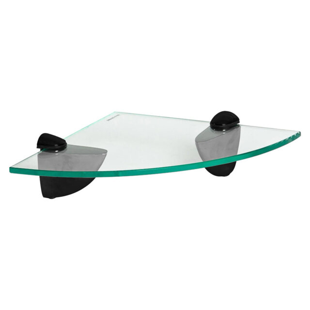Harbour Housewares - Floating Glass Corner Shelf with Metallic Brackets