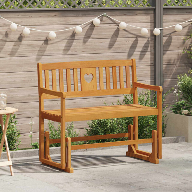 Garden Glider Bench Natural Solid Acacia Wood Furniture Outdoor Seating