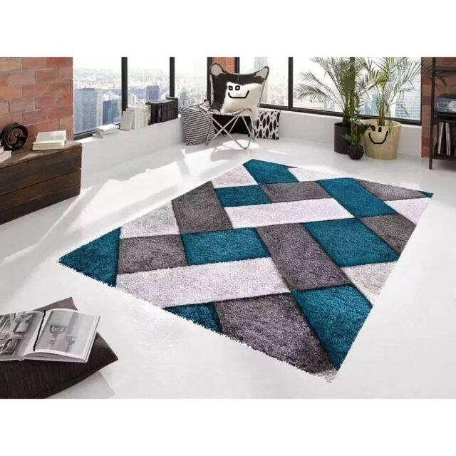 3D Shaggy Rugs Modern Geometric Design Large Area Rugs For Living Room Bedroom Thick Fluffy Floor Mats Small Door Mat_EMRLD*