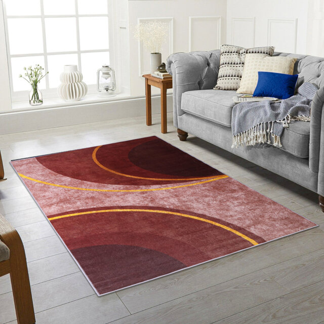 Brusch Machine Tufted Red Rug