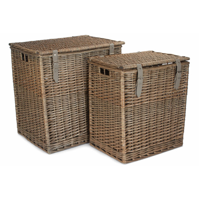 Wicker 2 Piece Vintner Storage Hamper Basket Set