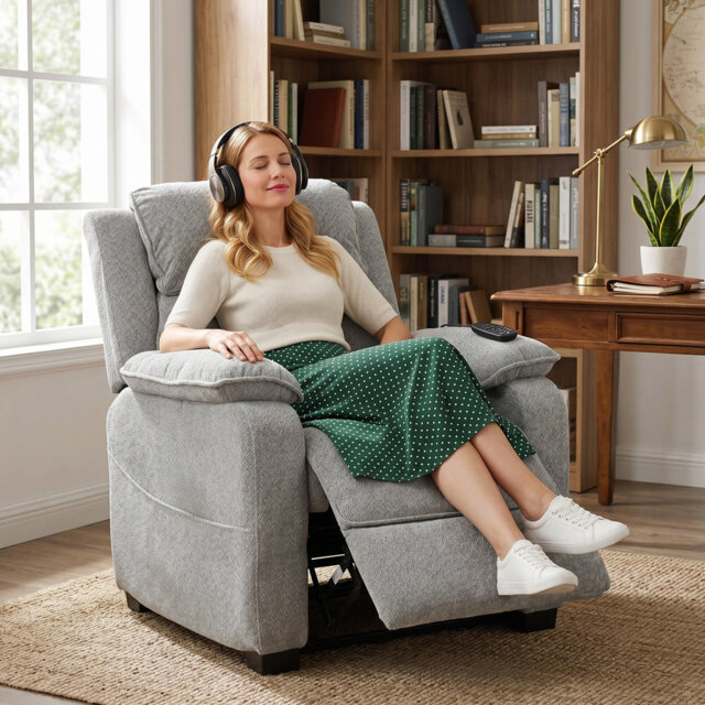 HOMCOM Power Recliner Chair with Massage and Heat, Spring Seat, Light Grey