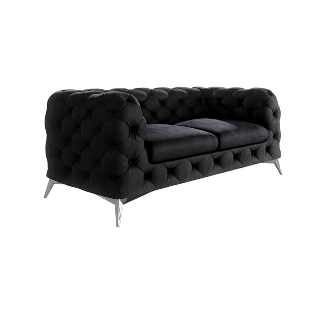 Chesterfield Sofa Bixby 2 Seater with Silver Metal Legs