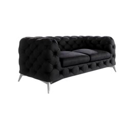 Chesterfield Sofa Bixby 2 Seater with Silver Metal Legs
