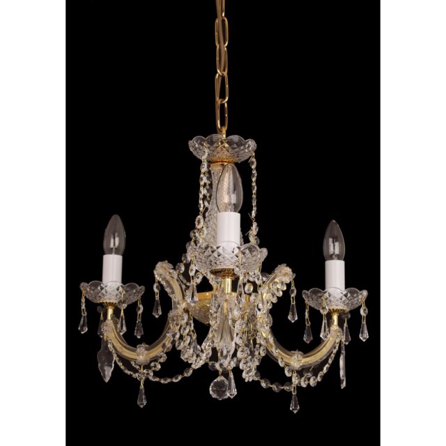 Hersh 3 Light Chandelier In Gold Finish Trimmed With Strass Crystals