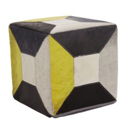 Mccoppin 40cm Wide Genuine Leather Square Abstract Pouf Ottoman