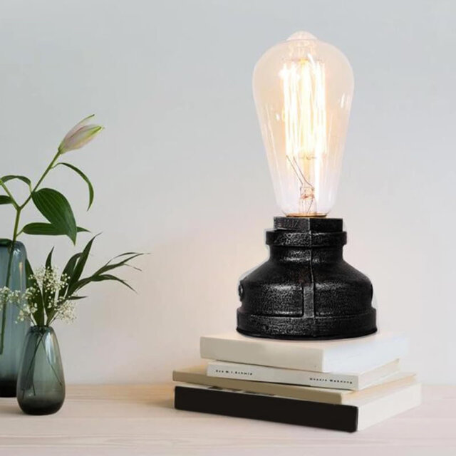 Vintage Industrial Table Lamp with LED Bulb E27 Desk Light Retro Rustic Steampunk Bedside Lamp UK Plug for Bedroom Living Room Office Bar CafÃ© Loft L