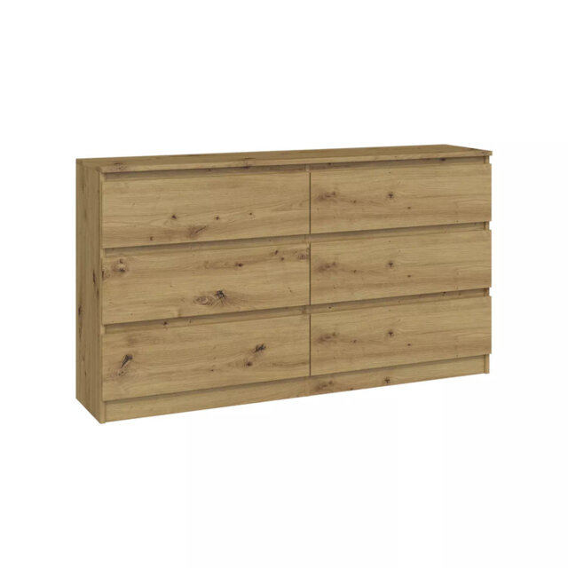 Solid Wood 6 Drawer Dressers â Modern Chest of Drawers for Bedroom Storage â (138cm W x 75cm H x 40cm D)