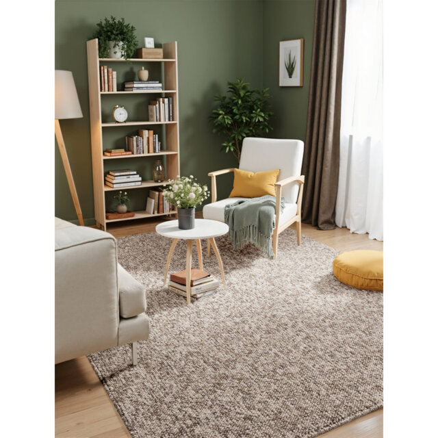 Rocco flat-woven rug by ELLE Decoration - machine washable, wool look, modern, Scandinavian style for living room, bedroom, dining room, hallway