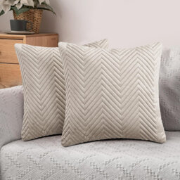 Ultra Soft Embossed Quilted Velvet Throw Cushion Covers for Sofa, Couch, & Bedroom DÃ©cor - Hidden Zipper, Machine Washable & Crushed Velvet