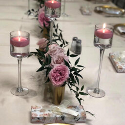 Set of 3 Glass Candlestick Tealight Candle Holders Table Centrepiece