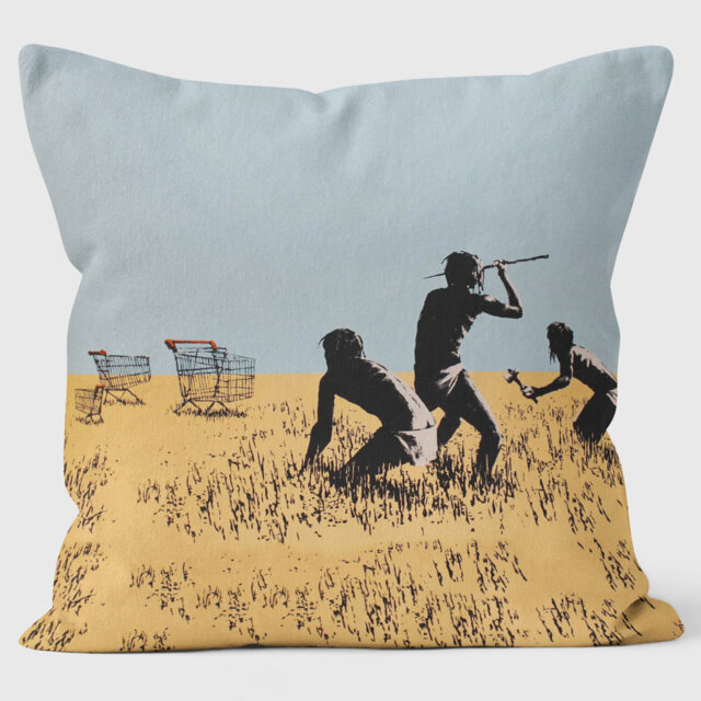 Trolley Hunters Banksy Inspired Graffiti Art Cushion