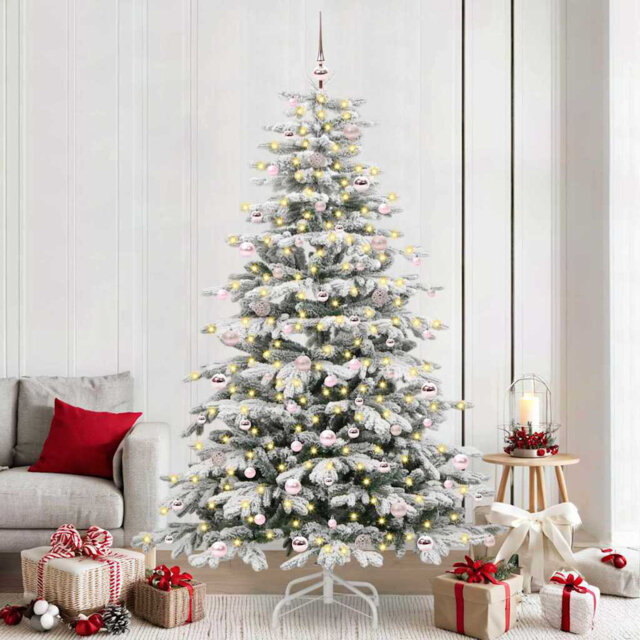 Artificial Hinged Christmas Tree White PE and PVC