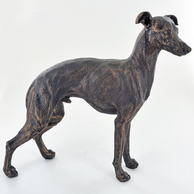 Bronze Effect Greyhound Standing Hettie Figurine Dog Sculpture