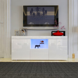Modern LED TV Cabinet with Storage & High Gloss White Finish for 22-55Inch TVs