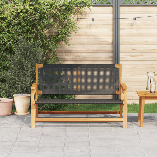 Wood And Wicker Double Durable Outdoor Bench