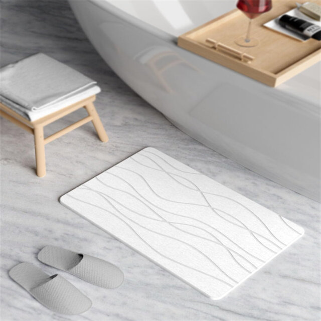 Stone Bath Mat, Diatomaceous Earth Shower Mat, Non-Slip Quick Drying Bathroom Floor Mat, Super Absorbent Shower Mat Large