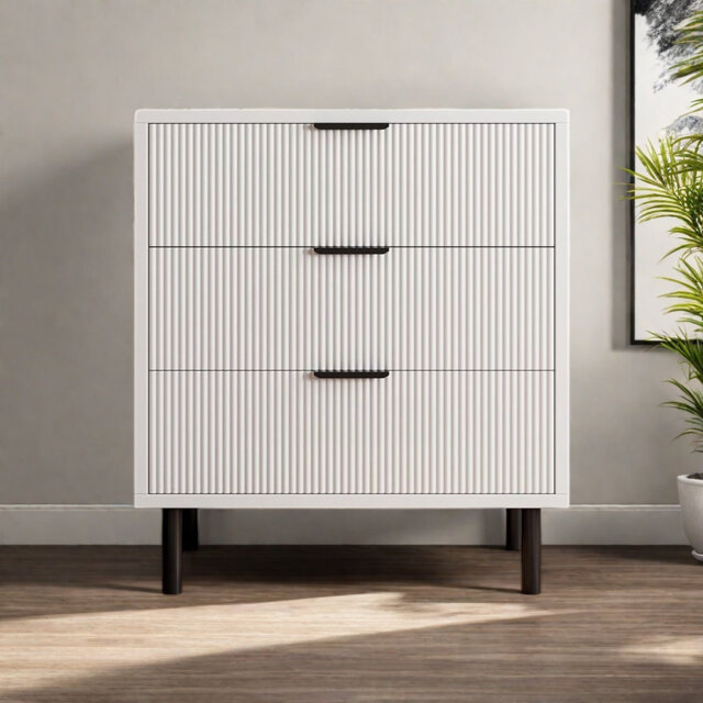 3 Drawers Dresser,modern Chest Of Drawers, Wide Side Table With Black Metal Legs