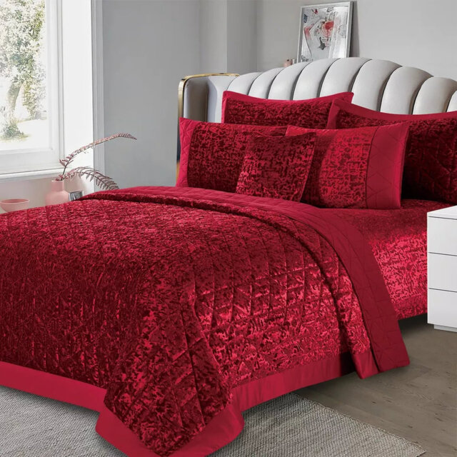 Velvet Plush Crushed Velvet Quilted Coverlet Set – Soft Microfiber Backing