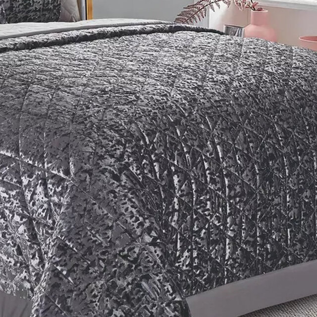 Velvet Plush Crushed Velvet Quilted Coverlet Set â Soft Microfiber Backing