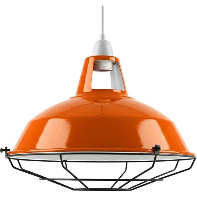 Vintage Metal Lamp Shade, 31.5cm Pendant Light Shade with Protective Cage, Ceiling Hanging Lampshade Replacement Lighting for Kitchen Island, Loft & B
