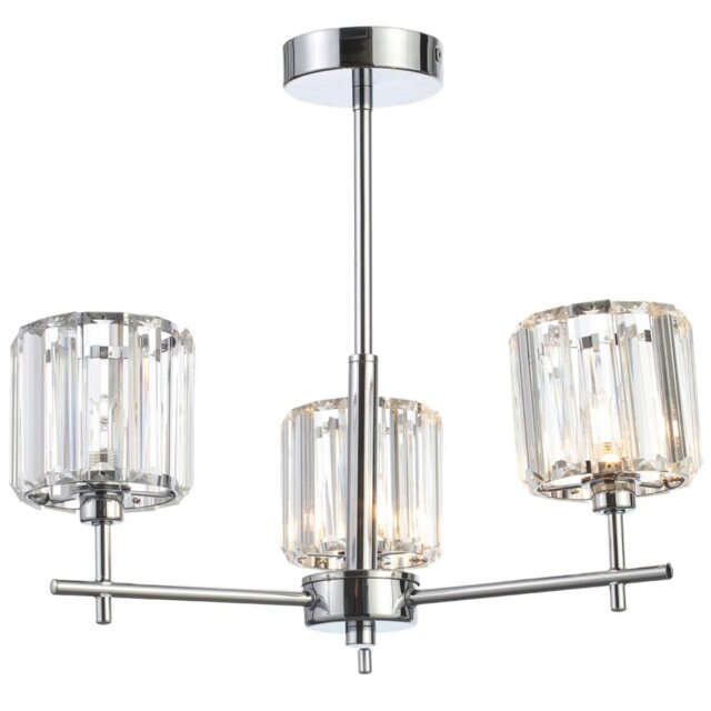 CGC Crystal Chrome 3 Arm Chandelier Ceiling Bathroom Light Bedroom Lounge Kitchen Dining Room Vintage Retro Victorian