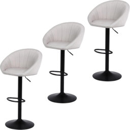 Bar Stools Set Of 3, Soft Velvet Fabric With Footrest, Swivel, Height-Adjustable, Suitable For Dining Room, Living Room And Kitchen, Black