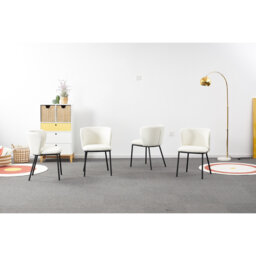 2 Dubhgal Velvet Upholstered Dining Chair with Black Metal Legs