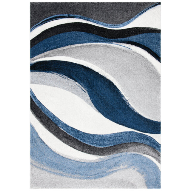 Hollywood Power Loomed Area Rug In Grey / Blue