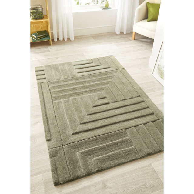 Caralena Abstract Handmade Handwoven Green Area Rug