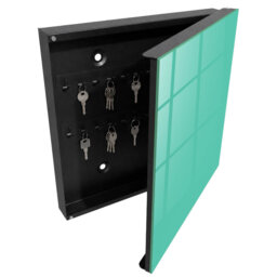 Key box, Opens to the left, 30x30x5, White, Solid orange color energy heat,