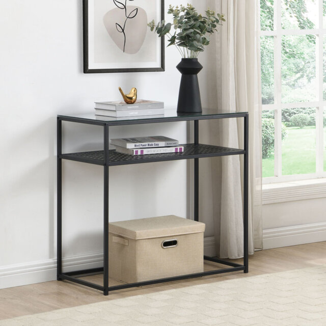 80cm Glass Top Console Table