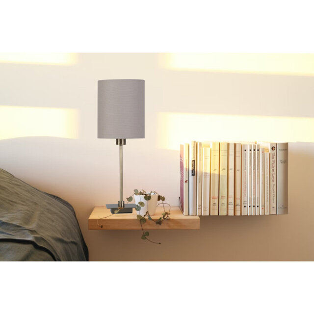 Square Stick Antique Brass Metal Bedside Table Lamp