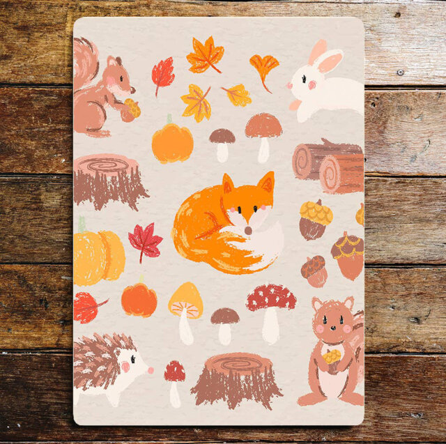 Fox Squirel Watercolour Woodland Metal Wall Décor
