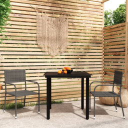 Rosalind Wheeler 3 Piece Garden Dining Set Black, 1 Table, 2 Chair
