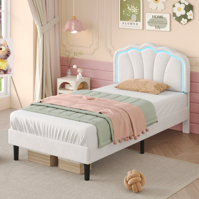 Upholstered Bed With Adjustable Headboard Velvet