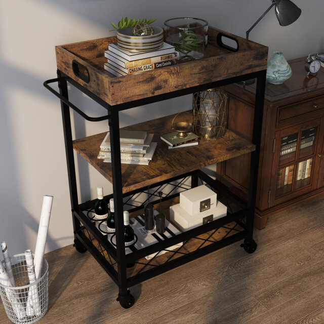Solid Wood Top Kitchen Cart