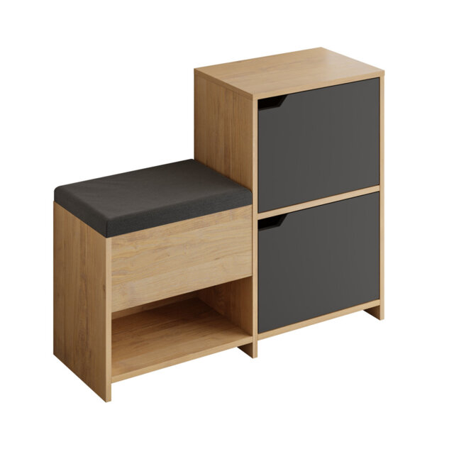 Haven Shoe Bench Stylish Stair-Shaped Shoe Cabinet with Fabric Seat