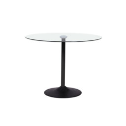 Round Glass Top Metal Base Dining Table