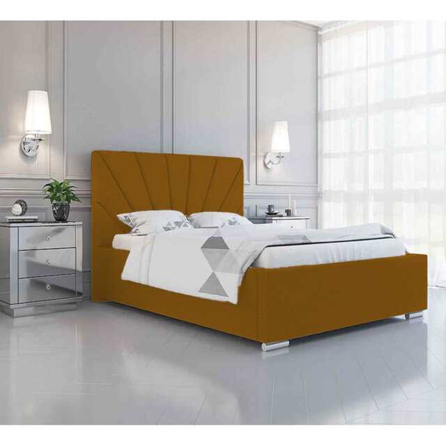 Sunrise Abubaker Upholstered Bed Frame - Plush Velvet with Headboard and Sprung Slats