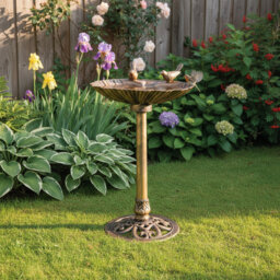 Bronze Effect Bird Bath & Feeder For Garden Birds