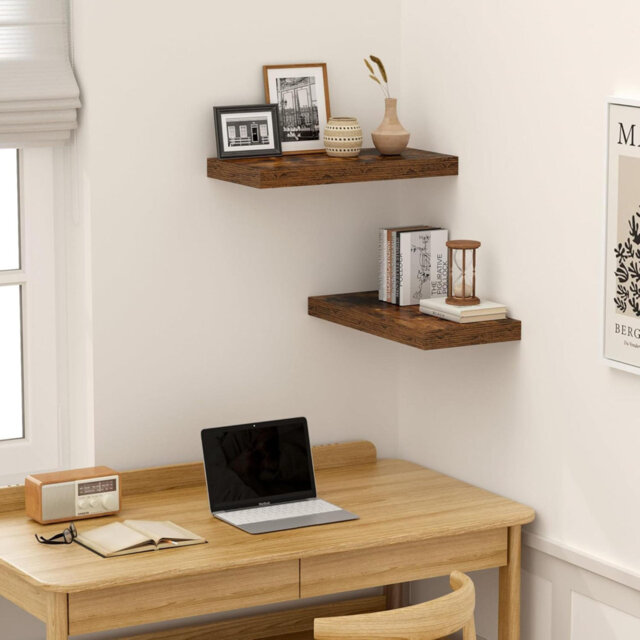 Deep Floating Shelves For Wall, 40Cm Floating Wall Shelves Wooden Wall Mounted Shelving, Storage Shelves For Kitchen, Bathroom, Living Room & Bedroom