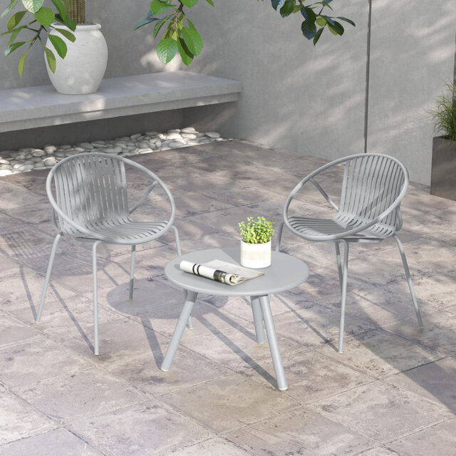 3 Pieces Bistro Table Set All Weather PP Patio Conversation Set-Green