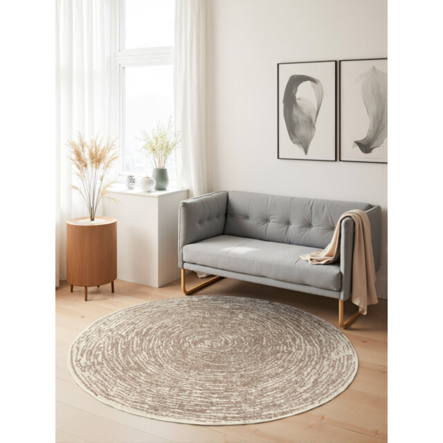 Cavallo Short Pile Rug Round by Hanse Home – Round short pile rug, abstract design, classic living room rug for living rooms, bedrooms, dining rooms,