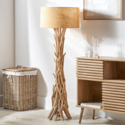 Brianna 150cm Driftwood Floor Lamp Complete With Natural Jute Drum Shade