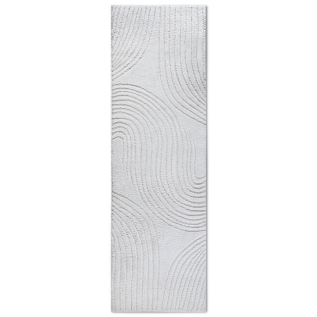, Cream/White Gallery Striped Machine Woven Area Rug