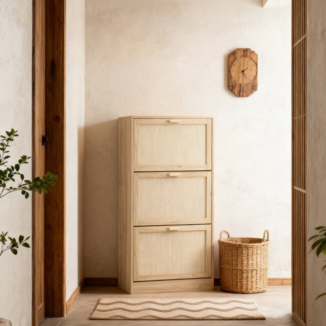 Shoe cabinet with 3 flaps