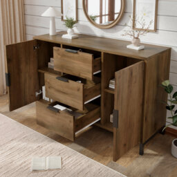 Apogee 120 Cm Dark Oak Sideboard Cabinet With 2 Doors And 3 Drawers Adjustable shelf
