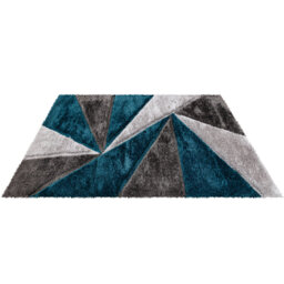 Shaggy Geometric Rug – 100% Polyester Soft Pile Carpet, Colourfast, Water & Soil Repellent, Anti-Static Modern Living Room Rug